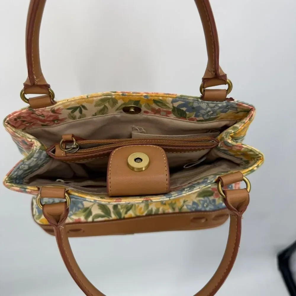 Relic Colorful Floral Canvas Top Handle Bag Spring Faux Leather Y2k